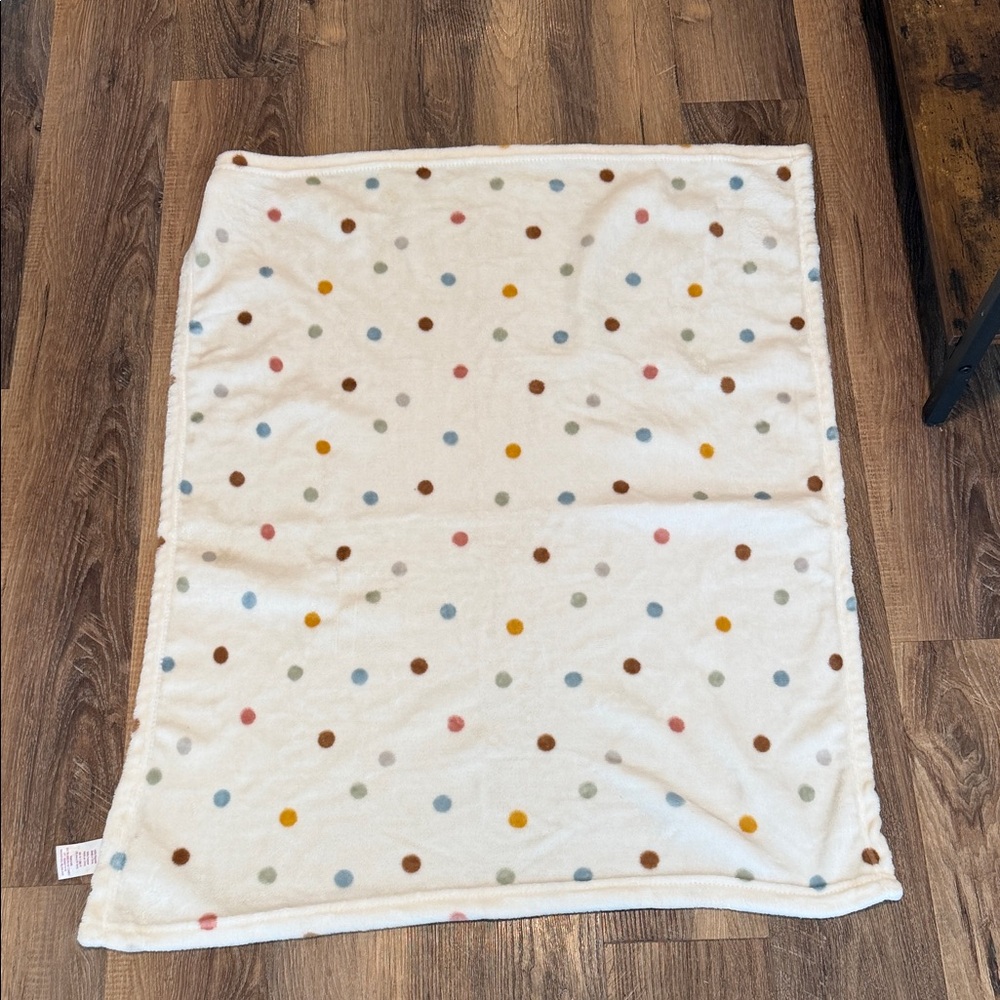 Parents Choice Polka Dot Blue Brown Gray Orange Baby Blanket Soft